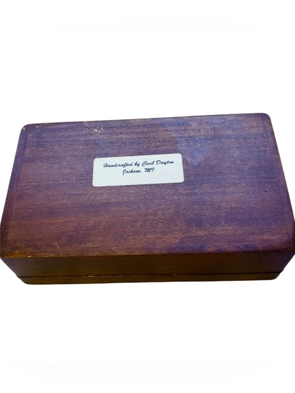 Vintage Handmade Wooden 2- Compartment Trinket/Jewelry Box  w/ Cuddly Fur-Babies